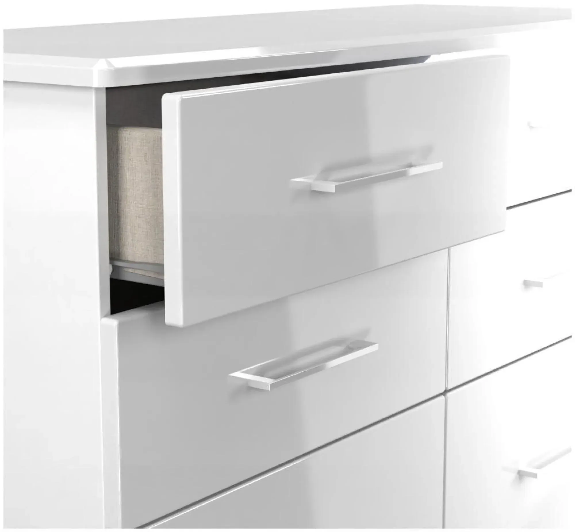 Paris 6 Drawer Midi Chest - White Gloss