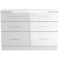 Paris 6 Drawer Midi Chest - White Gloss
