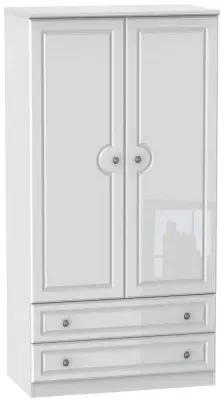 Pembroke 2 Door 2 Drawer Double Wardrobe - High Gloss White