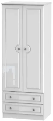 Pembroke 2 Door 2 Drawer Tall Wardrobe - White image