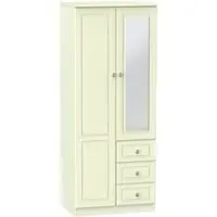 Pembroke 2 Door Combi Wardrobe with Mirror - Cream