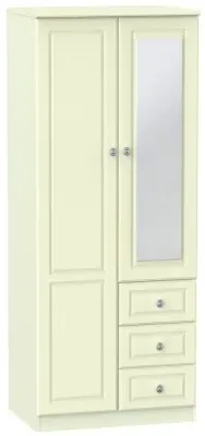 Pembroke 2 Door Combi Wardrobe with Mirror - Cream