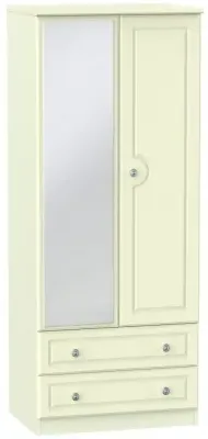 Pembroke 2 Door Combi Wardrobe with Mirror - Cream image