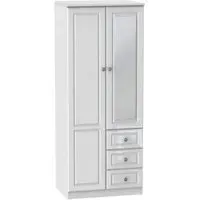 Pembroke 2-Door Combi Wardrobe with Mirror - High Gloss White