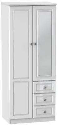 Pembroke 2-Door Combi Wardrobe with Mirror - High Gloss White