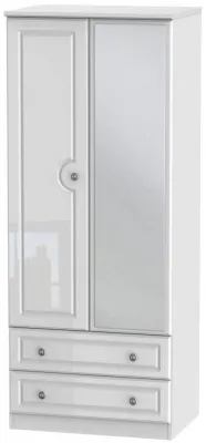 Pembroke 2 Door Combi Wardrobe with Mirror - White