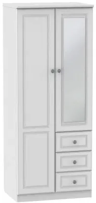 Pembroke 2-Door Combi Wardrobe with Mirror - White