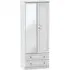 Pembroke 2 Door Tall Combi Wardrobe with Mirror - White