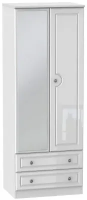 Pembroke 2 Door Tall Combi Wardrobe with Mirror - White