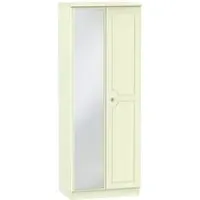 Pembroke 2 Door Tall Wardrobe with Mirror - Cream