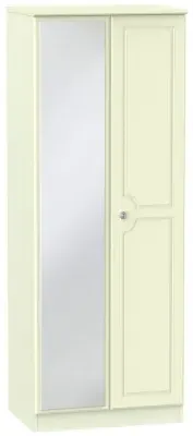 Pembroke 2 Door Tall Wardrobe with Mirror - Cream