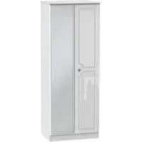 Pembroke 2 Door Tall Wardrobe with Mirror - High Gloss White