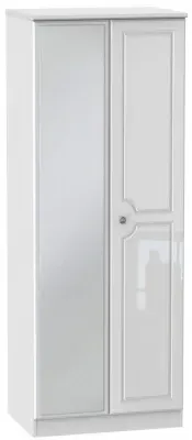 Pembroke 2 Door Tall Wardrobe with Mirror - High Gloss White