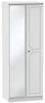 Pembroke 2 Door Tall Wardrobe with Mirror - White