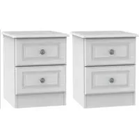 Pembroke 2 Drawer Bedside Cabinet Pair - White