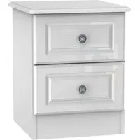 Pembroke 2 Drawer Bedside Cabinet - White, High Gloss