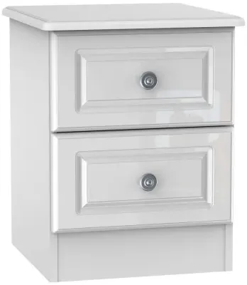 Pembroke 2 Drawer Bedside Cabinet - White, High Gloss image