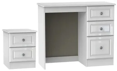 Pembroke 2 Piece Bedroom Set with 2 Drawer Bedside - White Gloss