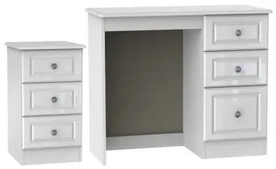 Pembroke 2 Piece Bedroom Set with 3 Drawer Bedside - White Gloss