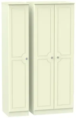 Pembroke 3-Door Tall Triple Wardrobe - Cream image