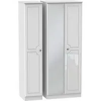 Pembroke 3 Door Tall Triple Wardrobe with Mirror - White