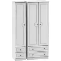 Pembroke 3 Door Tall Wardrobe with 4 Drawers - White