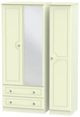 Pembroke 3-Door Tall Wardrobe with Mirror and Drawers - Cream image