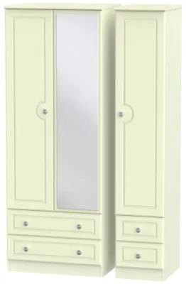 Pembroke 3-Door Tall Wardrobe with Mirror - Cream
