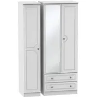 Pembroke 3 Door Tall Wardrobe with Mirror - White