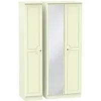 Pembroke 3 Door Triple Wardrobe with Mirror - Cream