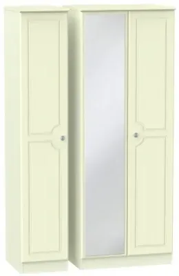 Pembroke 3 Door Triple Wardrobe with Mirror - Cream image