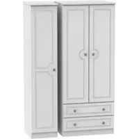 Pembroke 3-Door Triple Wardrobe with Storage - White