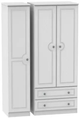 Pembroke 3-Door Triple Wardrobe with Storage - White