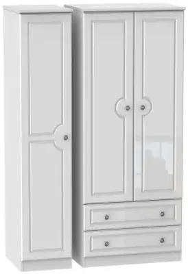 Pembroke 3-Door Triple Wardrobe with Storage - White