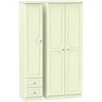 Pembroke 3-Door Wardrobe with 2 Drawers - Cream