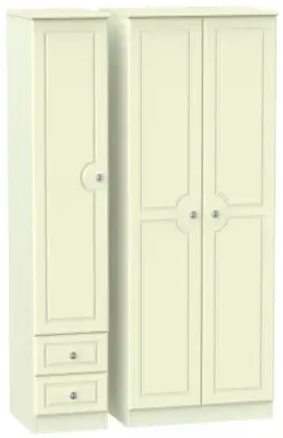 Pembroke 3-Door Wardrobe with 2 Drawers - Cream