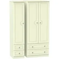 Pembroke 3-Door Wardrobe with 4 Drawers - Cream