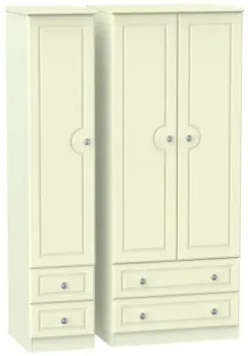 Pembroke 3-Door Wardrobe with 4 Drawers - Cream
