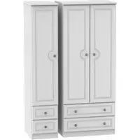 Pembroke 3-Door Wardrobe with 4 Drawers - White