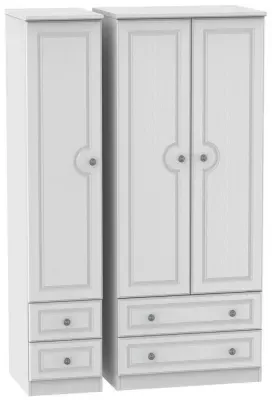 Pembroke 3-Door Wardrobe with 4 Drawers - White