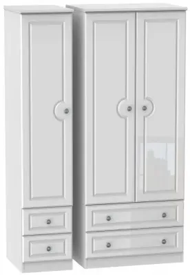 Pembroke 3-Door Wardrobe with 4 Drawers - White