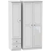 Pembroke 3-Door Wardrobe with Drawers - White