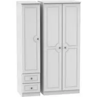 Pembroke 3-Door Wardrobe with Drawers - White