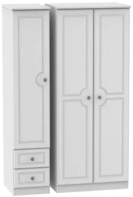 Pembroke 3-Door Wardrobe with Drawers - White