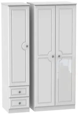 Pembroke 3-Door Wardrobe with Drawers - White