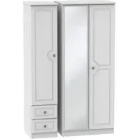 Pembroke 3-Door Wardrobe with Mirror and Drawers - White