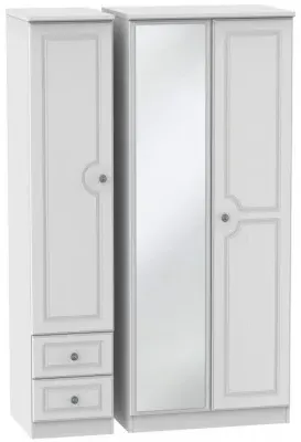 Pembroke 3-Door Wardrobe with Mirror and Drawers - White