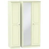 Pembroke 3-Door Wardrobe with Mirror - Cream
