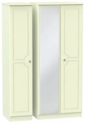 Pembroke 3-Door Wardrobe with Mirror - Cream