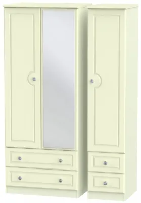 Pembroke 3-Door Wardrobe with Mirror - Cream